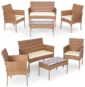 Rattan hatású kerti szett - barna