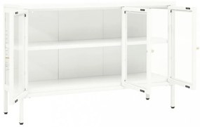 fehér acél és üveg tálalószekrény 105 x 35 x 70 cm