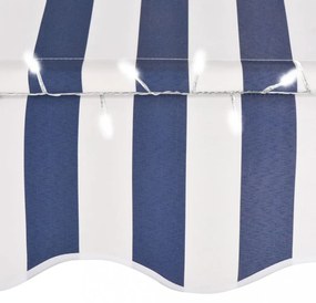 kék és fehér kézzel kihúzható LED-es napellenző 200 cm