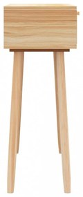 barna tömör fenyő és természetes rattan kisasztal 80x30x75 cm