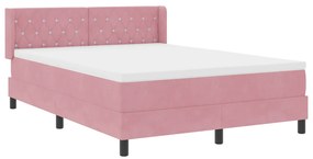 Rózsaszín Boxspring Ágy Matraccal 160x200 cm Bársony