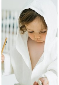 Nature fehér len gyerek fürdőköpeny, méret: 122 - 128 - Linen Tales