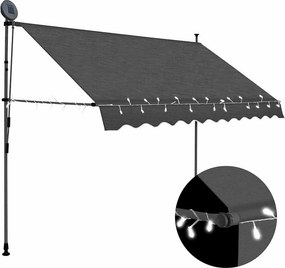 vidaXL antracitszürke kézzel kihúzható LED-es napellenző 300 cm