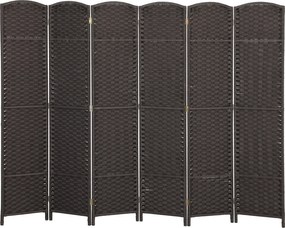 HOMCOM 6-panel 240x170 cm-es Terelő Képernyő Összecsukható Magánélet Védő a Nappaliba, Hálószobába, Irodába - Barna | Aosom