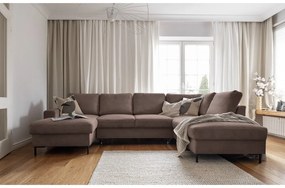 Barna kordbársony kinyitható sarokkanapé (jobb oldali) Lofty Lilly – Miuform