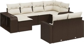 vidaXL 10 részes barna polyrattan kerti ülőgarnitúra párnákkal