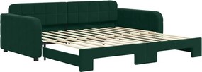 vidaXL sötétzöld kihúzható bársonyheverő 100 x 200 cm