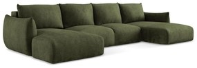 Zöld zsenília kinyitható sarokkanapé (U alakú) Leila – Makamii
