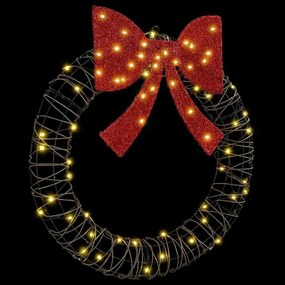 Koszorú 60 LED-del Meleg fehér 75 cm Rattan