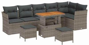 vidaXL Kerti Kanapé Szett párnával tárolóval 9 pcs Szürke