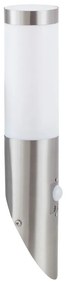 RABALUX-8266 Inox torch mozgásérzékelős szatin króm kültéri fali lámpa 1XE27 25W IP44 UV álló műanyag búrával