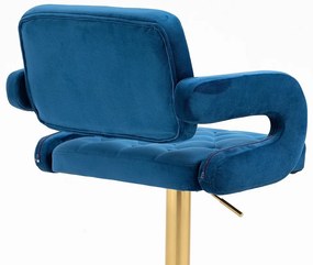 HR8403KW Tengerkék modern velúr szék arany lábbal