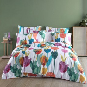 BedTex Satin ágynemű Tulipi, 160 x 200 cm, 2 x 70 x 80 cm, 160 x 200 cm, 2 db 70 x 80 cm