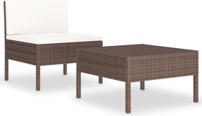 vidaXL 2-részes barna polyrattan kerti bútorszett párnákkal