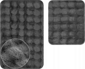 Fürdőszobaszőnyeg Csúszásgátló Aruba 3D Puha Sötét Szürke 2 részes