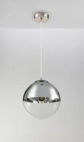 Globo 15853 Függeszték, nikkel matt, üveg átlátszó,króm, ø: 300, Foglalat típusa:1xE27 60W 230V