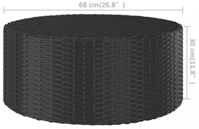 fekete polyrattan teázóasztal 68 x 68 x 30 cm