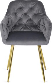 Szürke Bársony Étkezőszék Arany Lábbal. RAYA