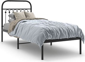 vidaXL fekete fém ágykeret fejtámlával 80 x 200 cm