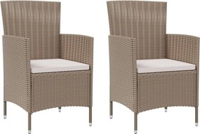 vidaXL 2 db bézs polyrattan kerti szék párnával