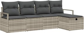 vidaXL Kerti Kanapé Szett párnával 5 pcs Világosszürke Poli rattan