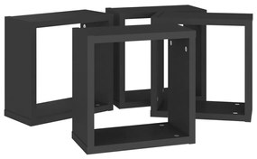 4 db fekete fali kockapolc 30 x 15 x 30 cm