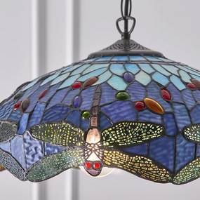 Endon klasszikus tiffany függeszték dragonfly blue sötétbarna sokszínű end64080