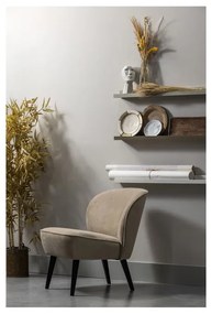 Bézs bársony fotel Sara – WOOOD