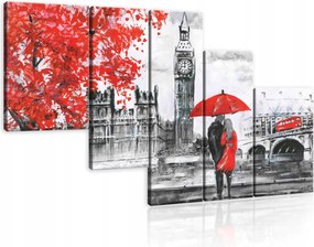 Vászonkép 170x100 London Big Ben Parlament Temze eső ősz romantika