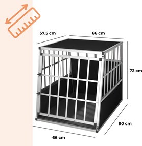 BRUNO kutyaszállító box, 66x90x72cm, ezüst/fekete Jurhan