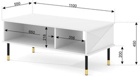 DOHÁNYZÓ ASZTAL 110X55, MATT FEHÉR, WOODY IV 4D