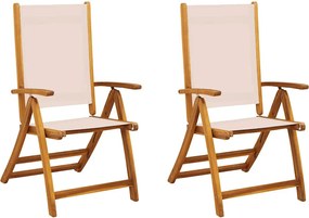 vidaXL 2 db tömör akácfa és textilén összecsukható kerti szék