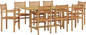 vidaXL Kert étkező szett 9 pcs Barna Tömör Teakfa