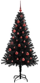 Karácsonyfa 150 LED-del állvánnyal Fekete 150 cm PVC