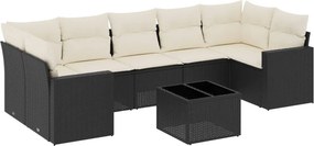 vidaXL 8 részes fekete polyrattan kerti ülőgarnitúra párnákkal
