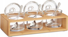 Fűszertartó tégely kanállal 3db-os bambusz relaxdays szett