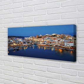 Canvas képek Görögország parti város éjszaka 125x50 cm