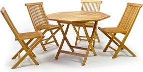 DIVERO Kerti asztal összecsukható Ø100 cm tíkfa