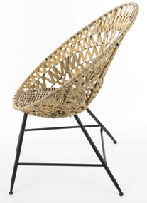 Provence kerek rattan jellegű fonott fém háttámlás pihenőfotel 89x74x65cm