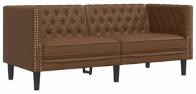 2 részes barna művelúr Chesterfield kanapégarnitúra