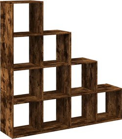 vidaXL 4 szintes füstös tölgy elválasztó könyvespolc 131,5x29x131,5 cm