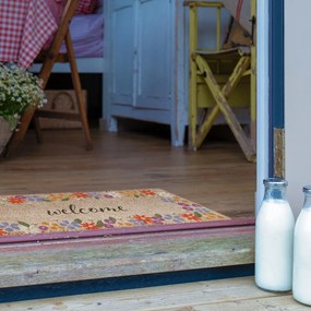 Kókuszrost lábtörlő 40x120 cm Welcome Floral – Artsy Doormats
