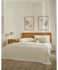 Natúr színű tölgyfa franciaágy ágyráccsal 180x200 cm Lenon – Kave Home