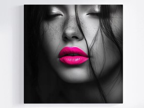 Vászonkép Canvas Portré Nő Arc Makró Fotó Neon Rózsaszín 40x40