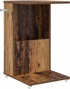 vidaXL Oldal asztal kerékkel Öreg fa 40 x 35 x 60 cm Faanyag
