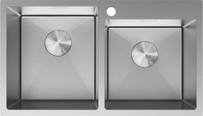 Mexen Xorin acél mosogatótálca, 2 rekeszes, 780 x 450 mm, inox - 6441782000-01