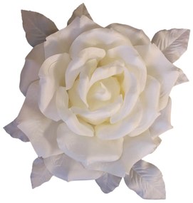 Fehér luxus rózsa levelekkel 37cm