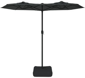 antracitszürke dupla tetős LED-es napernyő 316x240 cm