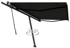 Antracitszürke kézzel kihúzható póznás napellenző 500 x 350 cm