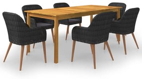 vidaXL 7 részes fekete kerti étkezőgarnitúra